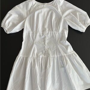 ASOS White cotton Puff Sleeve Dress size 10